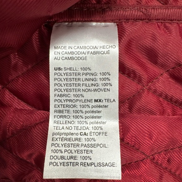 Chico's Burgundy Coat Long Quilted Animal-Print Sz 0 Small 4/6 - Picture 5 of 6